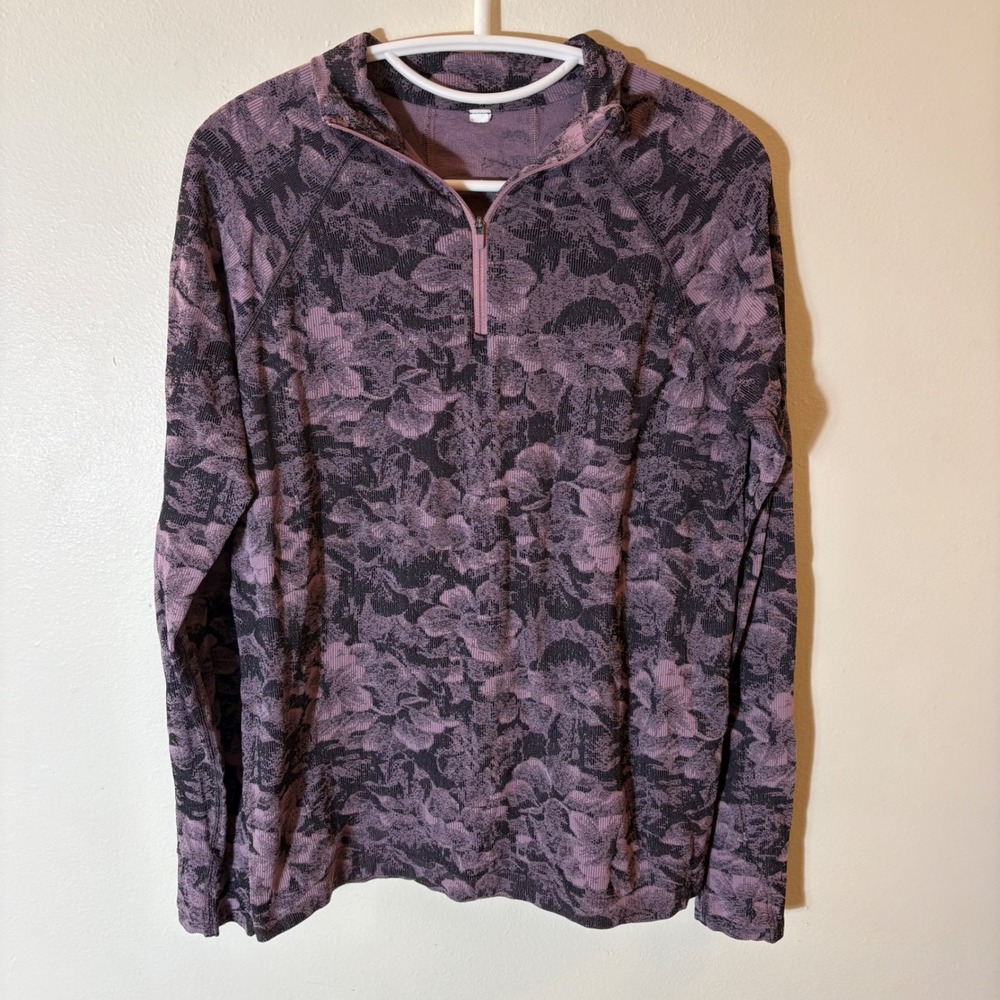 Athleta Momentum Seamless Half Zip Pullover Purple Jacquard Size Medium